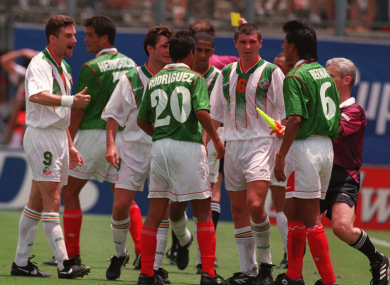 Ireland and Mexico players pictured during the 1994 World Cup game.