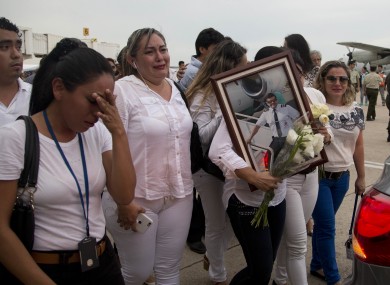 Relatives of LaMia pilot Marcelo Quiroga, who died in a plane crash in Colombia.