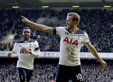 Harry Kane celebrates a goal.