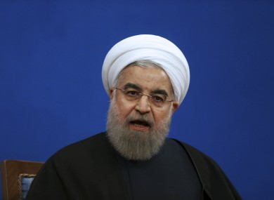 Iranian President Hassan Rouhani speaks in a press conference yesterday.