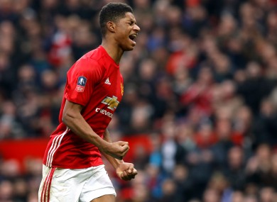Marcus Rashford celebrates.