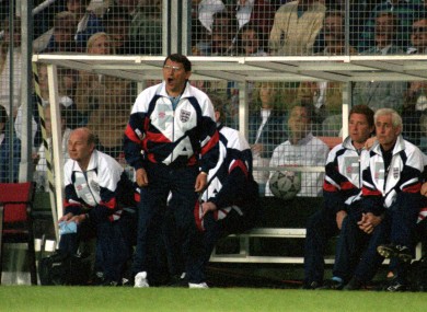 England manager Graham Taylor shouts from the bench in 1992.