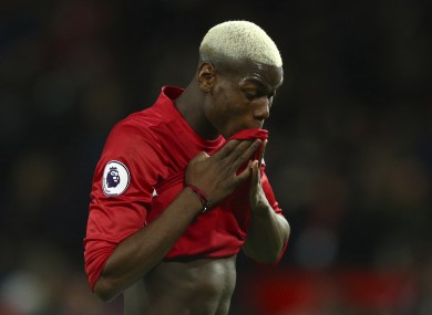Paul Pogba leaves the field after a 0-0 draw during the English Premier League soccer match between Manchester United and Hull City at Old Trafford.