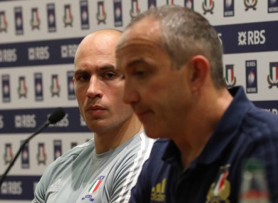O'Shea sitting alongside Parisse at yesterday's post-match press conference.