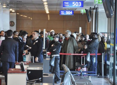 Passengers waiting to board the flight at Istanbul's Ataturk International Airport.