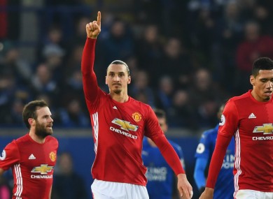 Ibrahimovic found the back of the net against Leicester City on Sunday.