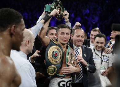 Golovkin with his belts.