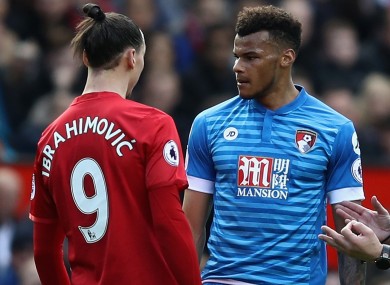 Manchester United star Zlatan Ibrahimovic and Bournemouth defender Tyrone Mings.