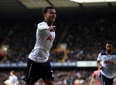 Dele Alli celebrates his goal.