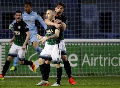 McCabe celebrates one of his goals.