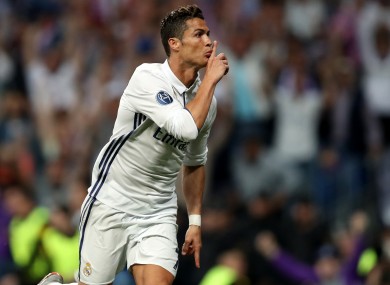 Real Madrid's Cristiano Ronaldo celebrates scoring his side's first goal of the game.