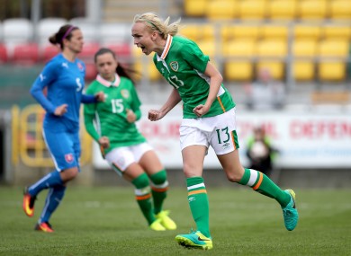 Stephanie Roche celebrates her goal.