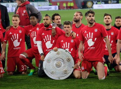 Bayern celebrate their title win.