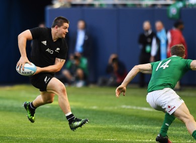 New Zealand's Dane Coles with Andrew Trimble of Ireland in Chicago last year.