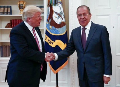 Handout from Russian Ministry of Foreign Affairs shows President Donald Trump meeting with Russian Foreign Minister Sergey Lavrov in the Oval Office of the White House.