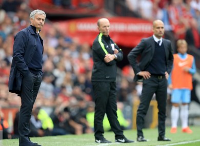 Manchester United manager Jose Mourinho (left) and Manchester City boss Pep Guardiola (right).