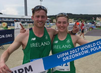 Natalya Coyle and Arthur Lanigan O'Keeffe celebrate their win.
