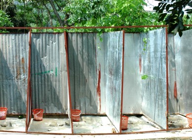 A typical more traditional-style public toilet in China.