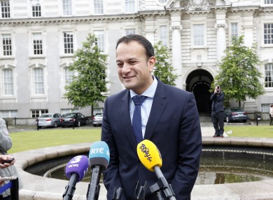 New Fine Gael leader Leo Varadkar speaking to the media at Government Buildings today.