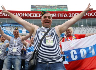 Russian football fans in Sochi.