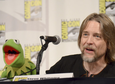 Kermit the Frog, left, and puppeteer Steve Whitmire