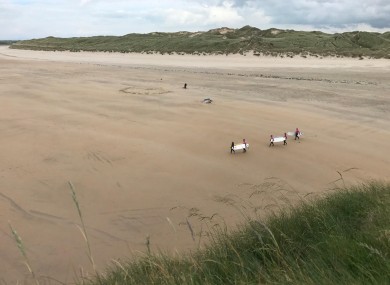 Tullan Strand in Bundoran. A number of surfers managed to get the footballers to safety.