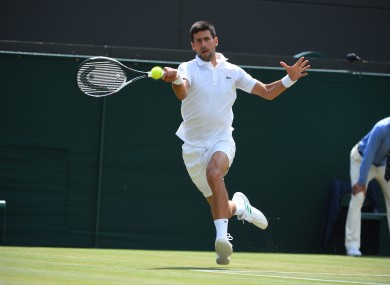 Novak Djokovic (SRB) during his second round match at the 2017 Wimbledon Championships.