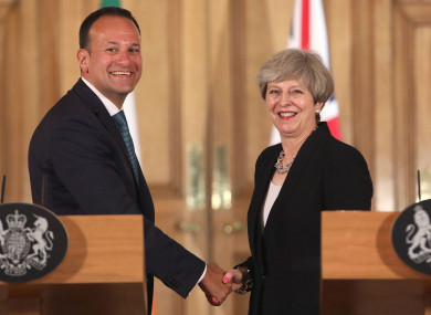 File photo dated 19/06/17 of Prime Minister Theresa May with Taoiseach Leo Varadkar.