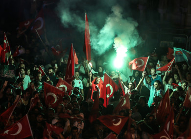 Protests in Izmir at the time of the coup in July 2016.