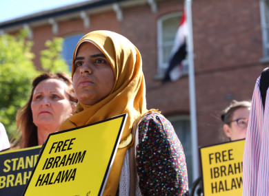 Fatima Halawa joined protesters from Amnesty International, USI and Unite Against Racism outside the Egyptian Embassy earlier this year.