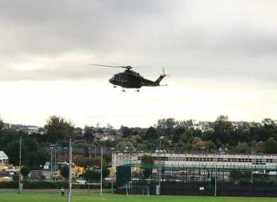 The air ambulance at Dundalk Gaels Football Club.