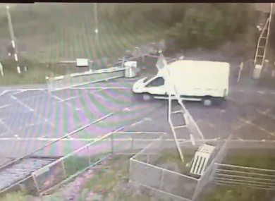 The moment the van drives through the crossing.