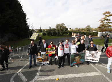 Protesters outside the centre last weekend.