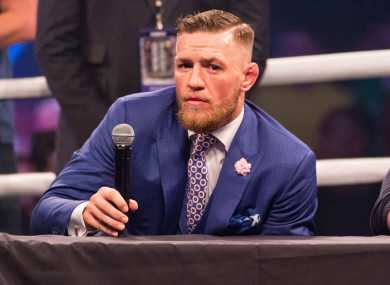 Conor McGregor speaking in London in July.