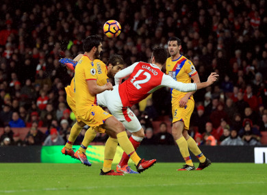 Olivier Giroud scores with a scorpion kick as Arsenal beat Crystal Palace 2-0.