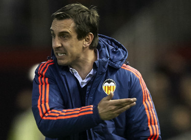 Gary Neville during his ill-fated spell at Valencia.