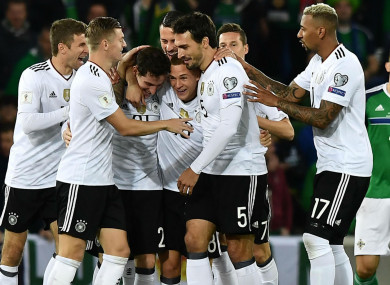 Germany celebrate scoring against Northen Ireland