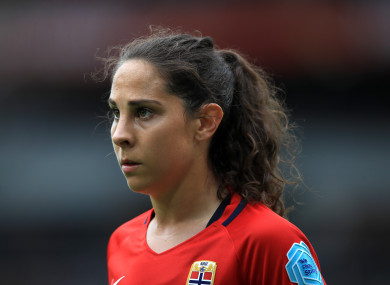 Ingrid Moe Wold in action for Norway at Euro 2017.