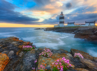 The view of Hook Lighthouse from across the peninsula.