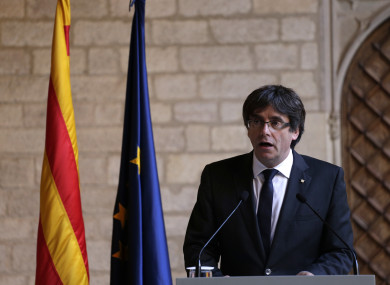 Puigdemont making the statement today