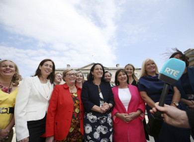 File photo of the Oireachtas Women’s Caucus Group gathering for a photo on the Plinth of Leinster House this afternoon.