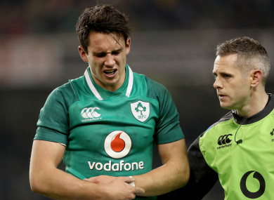 Carbery appeared to be in some discomfort when leaving the field.