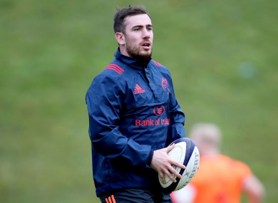 The out-half starts for Munster against Ulster tomorrow.