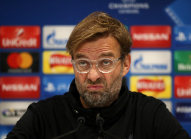 The Liverpool manager during this afternoon's press conference.