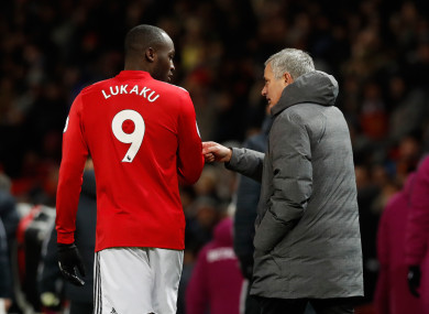 Romelu Lukaku pictured with Man United boss Jose Mourinho.
