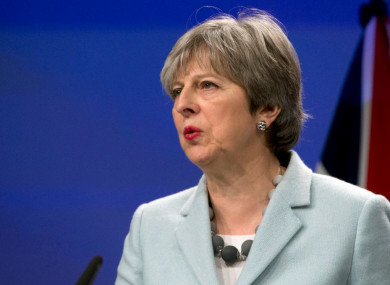British Prime Minister Theresa May speaking during a press conference this morning