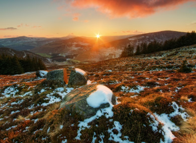A winter sunset over the Wicklow Mountains.