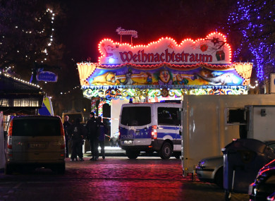 Police forces cordon off the streets around a Christmas market in the inner city of Potsdam in Germany.