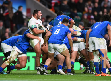 Ellis Genge playing for England against Samoa in November.