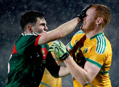 Mayo's Ross Egan and Colm Moreton of Leitrim.